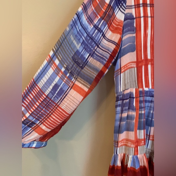 Anthropologie Maeve Lila Tiered Patchwork Ruffle Peplum Top - Picture 2 of 7